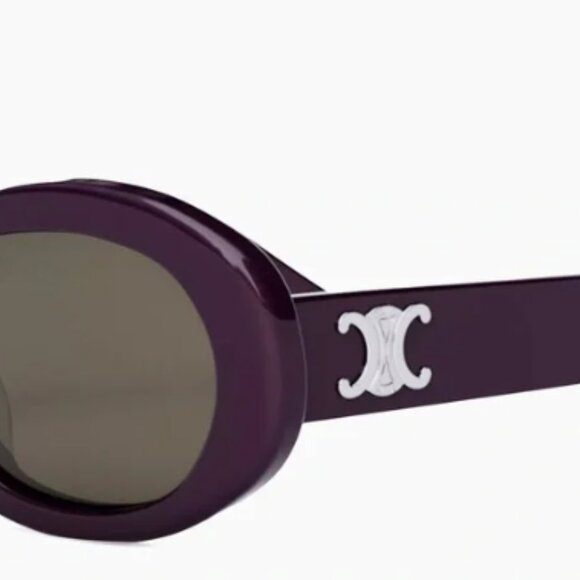 CELINE Triomphe 52MM Oval Sunglasses Violet Burgundy - Picture 2 of 6